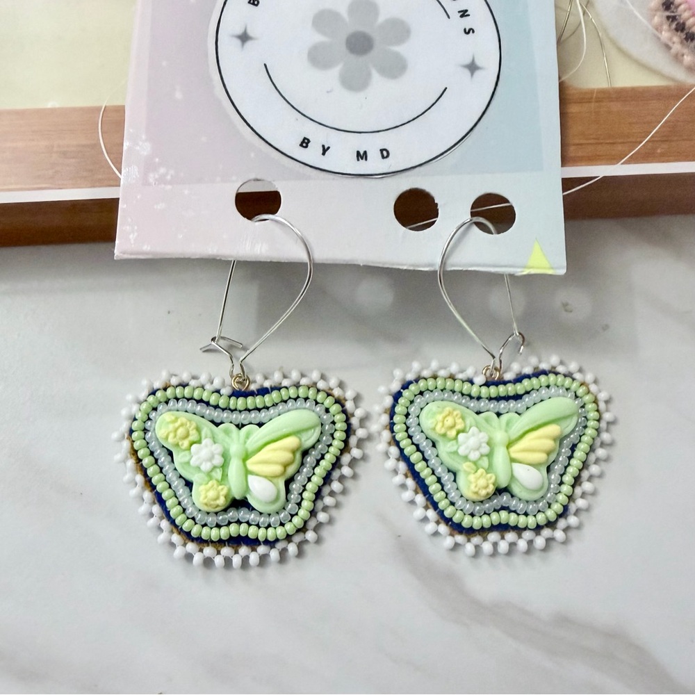Handmade Beaded Butterfly Earrings